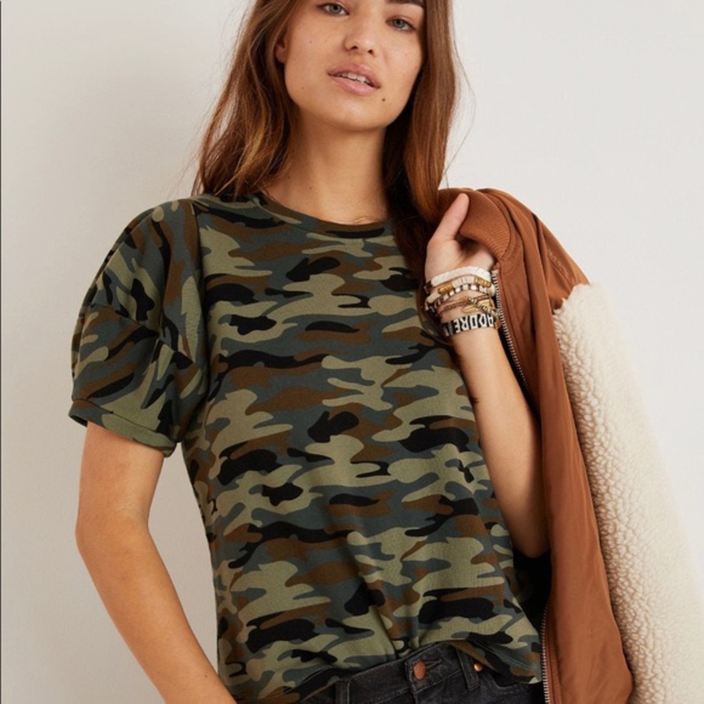 VELVET BY GRAHAM & SPENCER For ANTHRO Camo Top NWT
